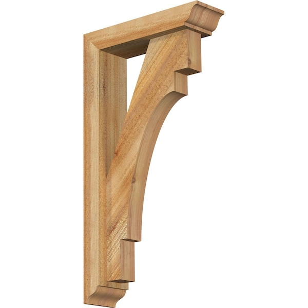 Ekena Millwork Merced Traditional Rough Sawn Bracket w/ Offset Brace, Western Red Cedar, 4"W x 14"D x 26"H BKT0402X14X26MRC01RWR - main